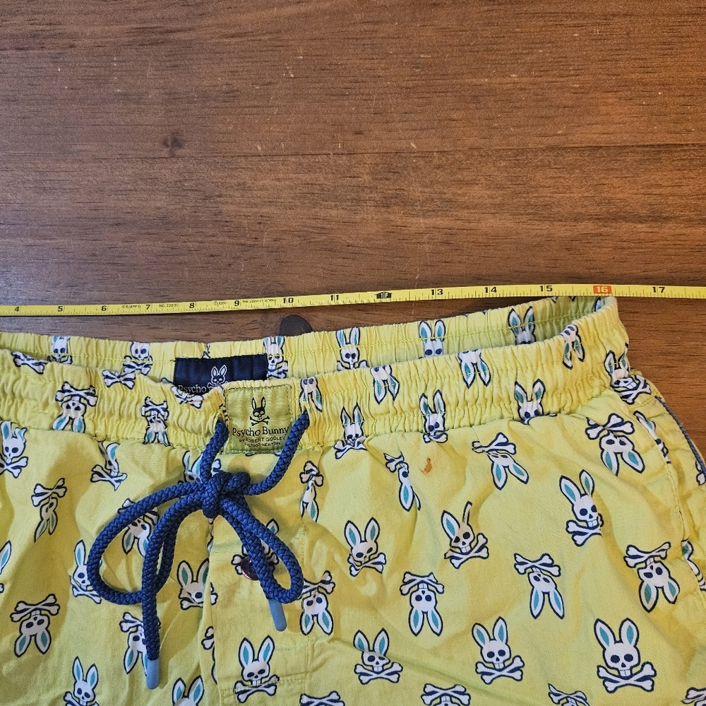 Psycho Bunny Mens Lounge / Sleep Shorts Yellow All Over Bunny Print Large - Picture 4 of 8